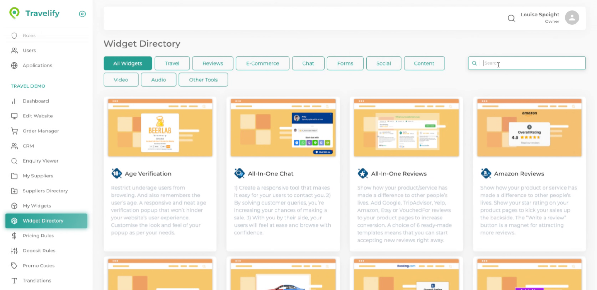 Start typing in the searchbox to locate the voucher widget