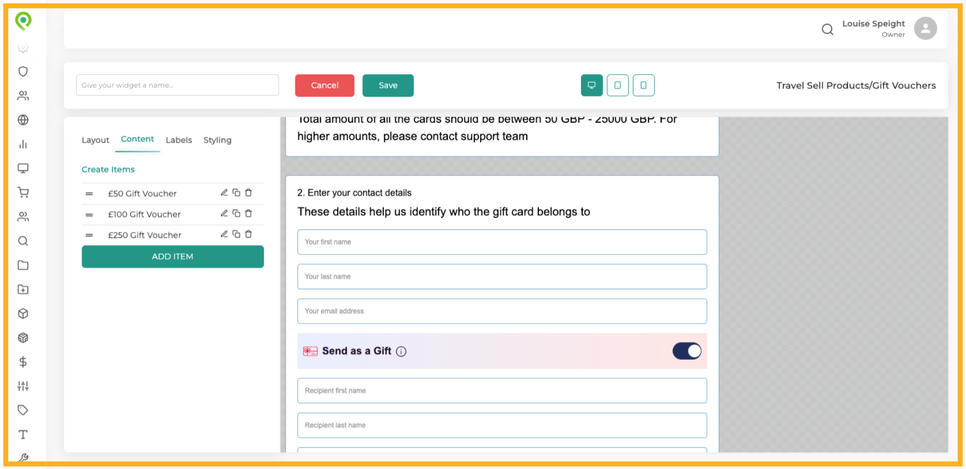 Here are the contact detail templates that will appear on the voucher, these cannot be amended