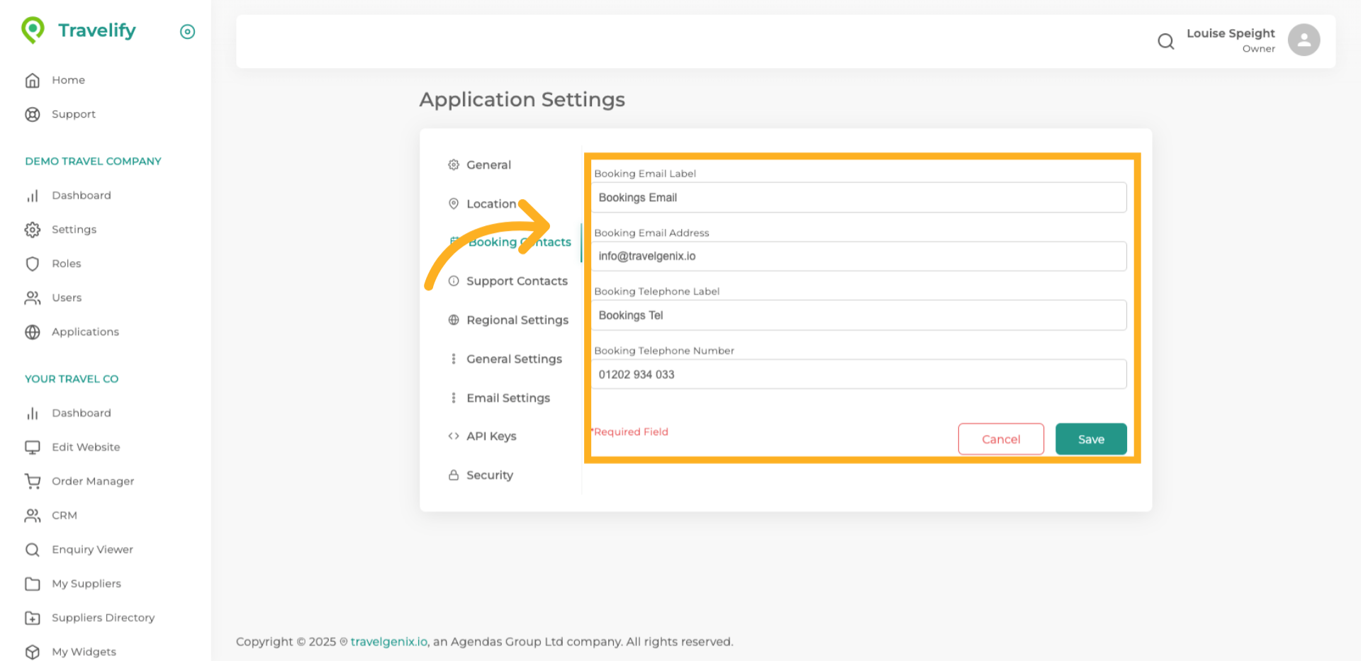 Add or amend your Booking Contact details