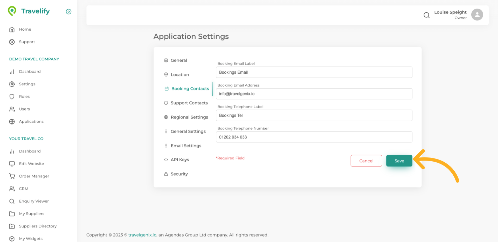 Save Booking Contact Changes