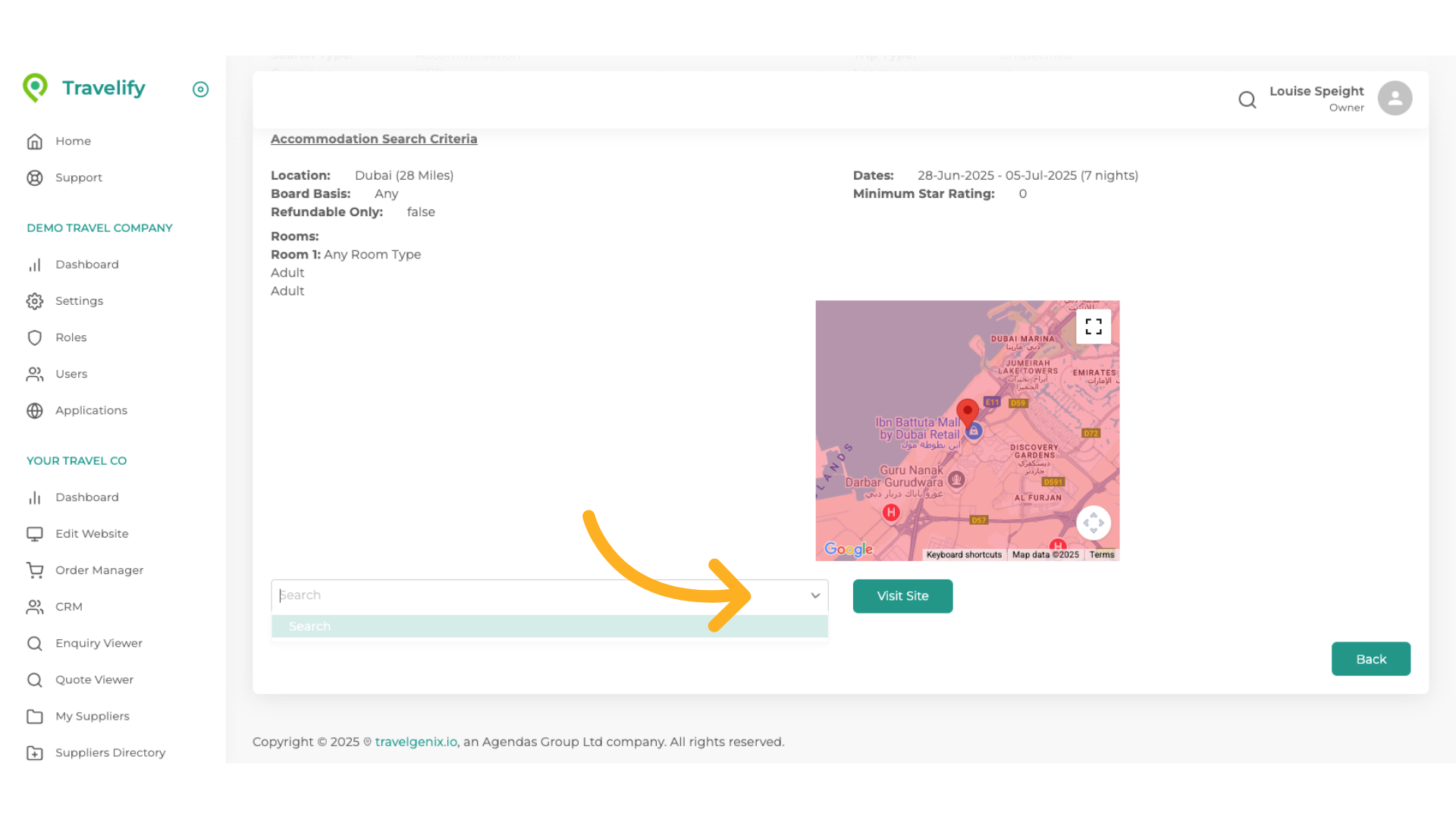 This dropdown will detail how far the customer progressed with their search