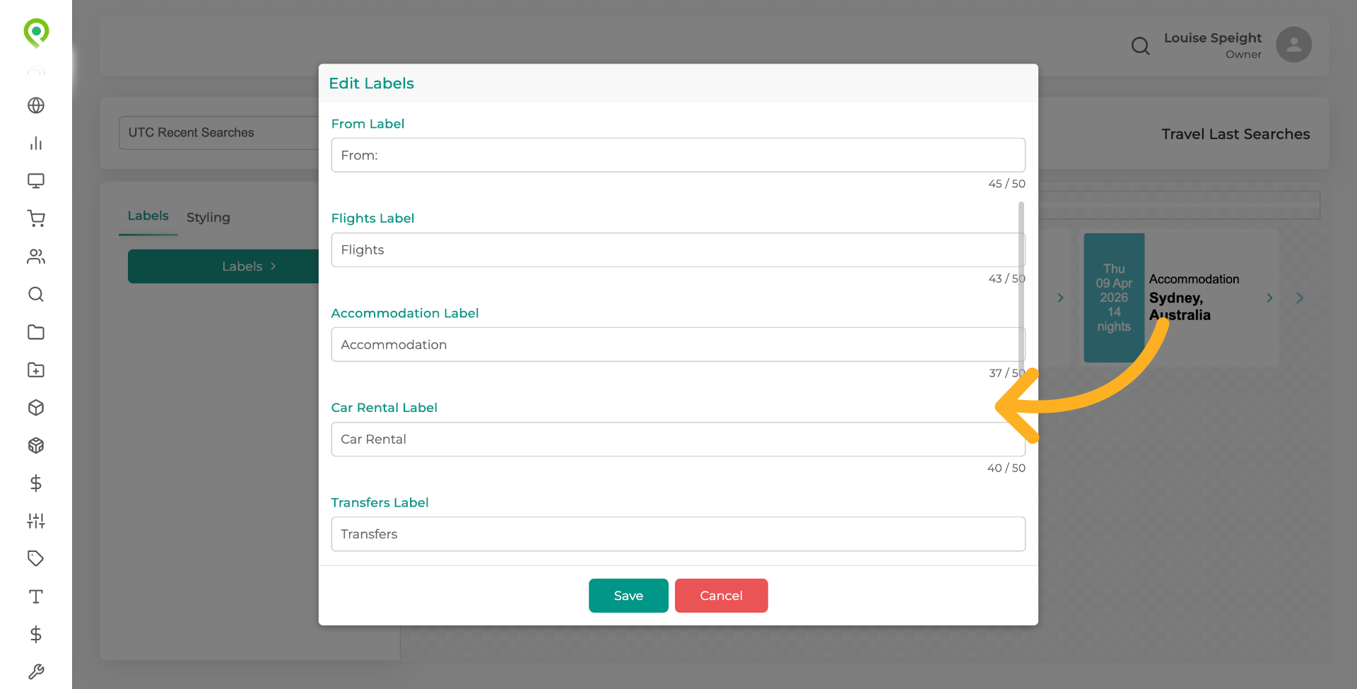 Make any changes to the labels