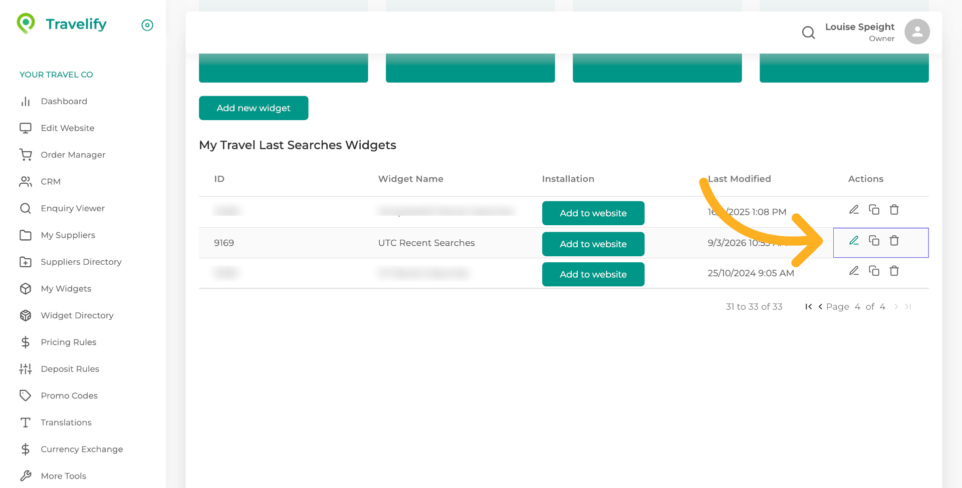 Select Widget for Editing