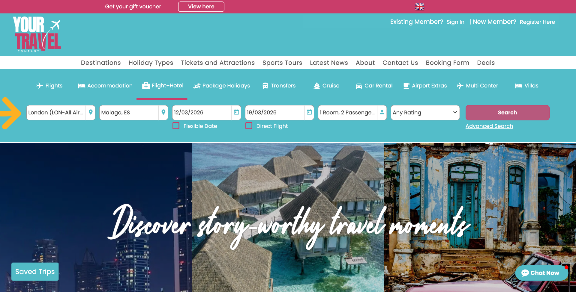 The customer has initiated a search