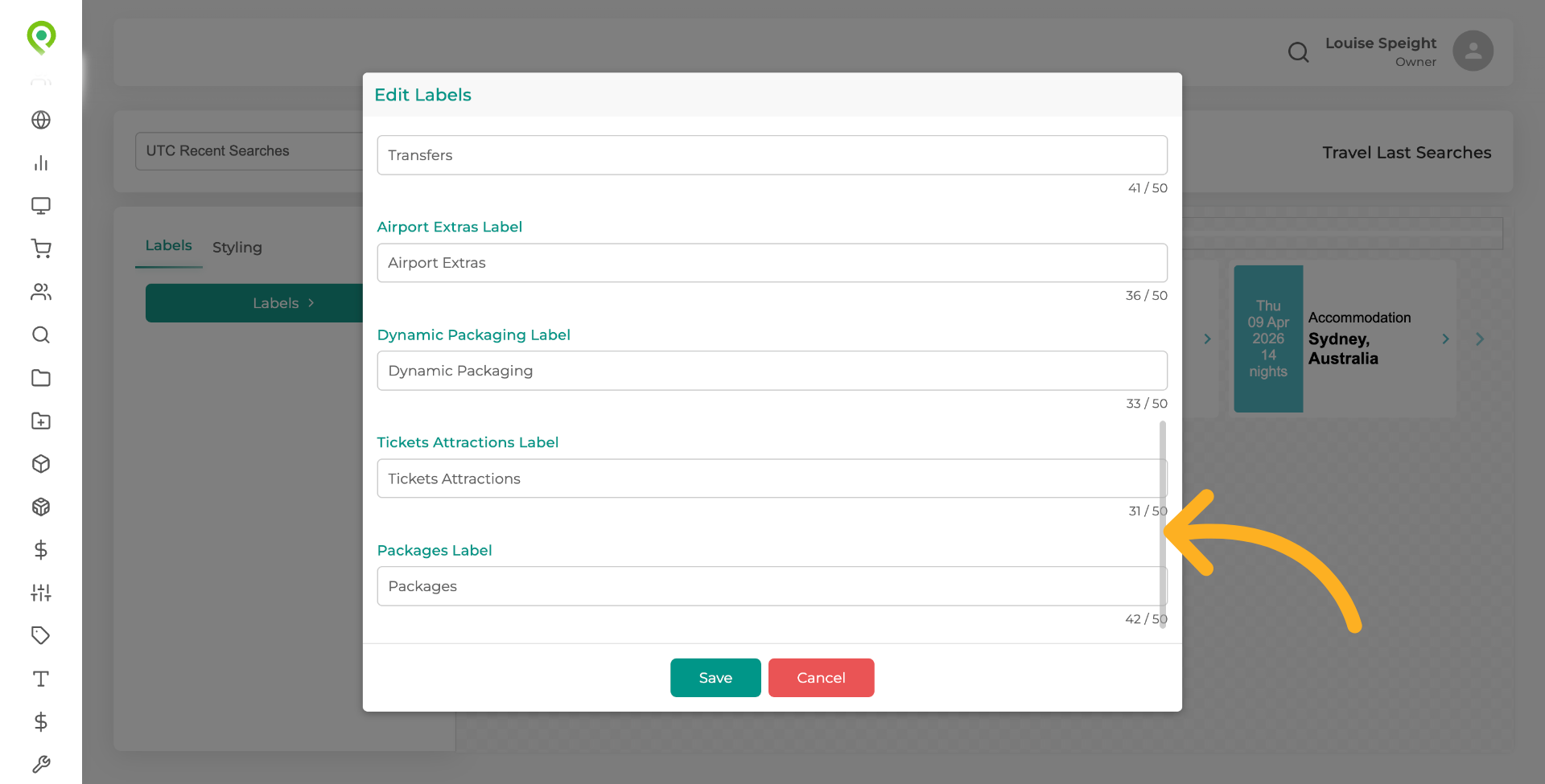 Make any changes to the labels