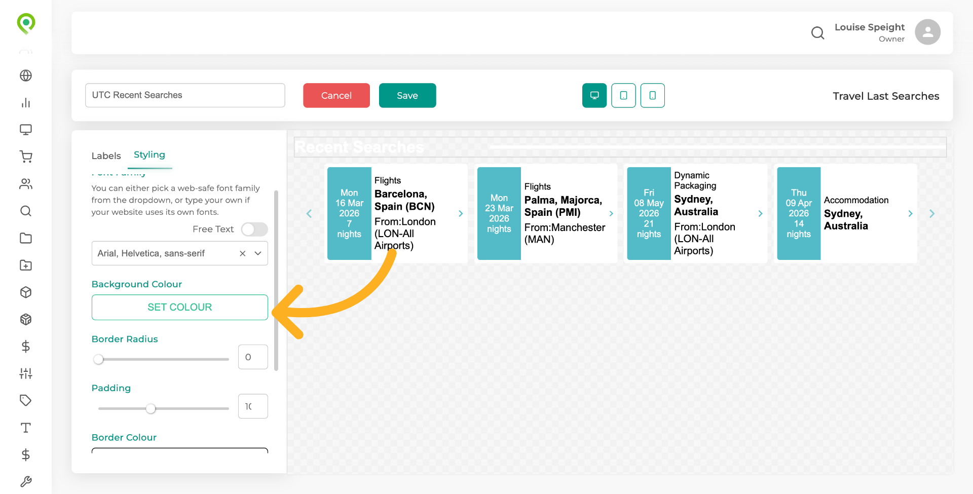 You can make any styling changes here