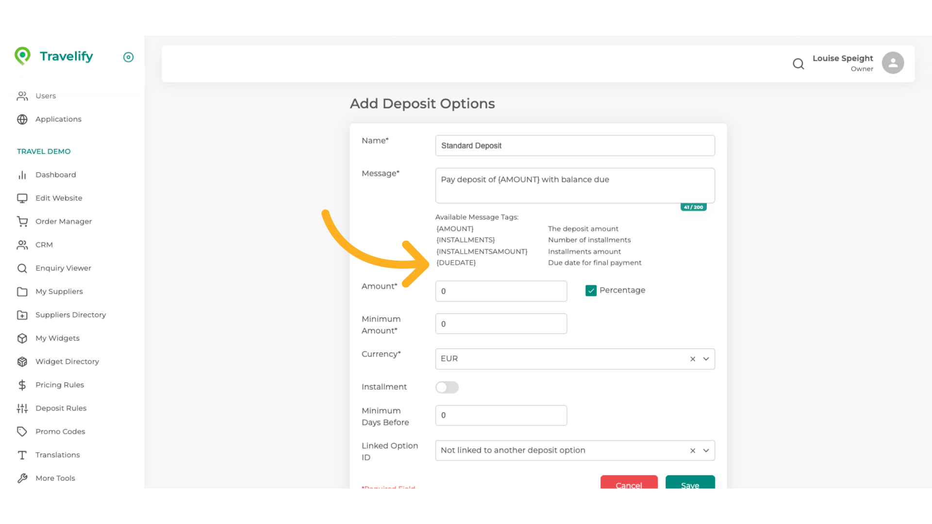 Then select'{DUEDATE}'