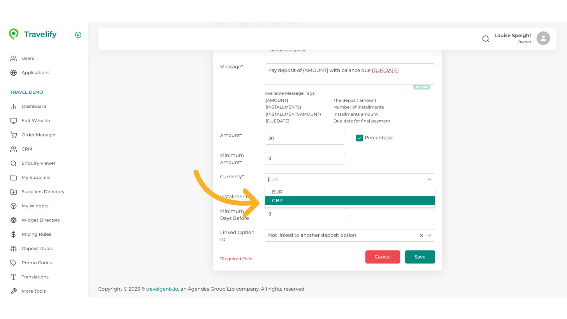 Make your selection from the dropdown