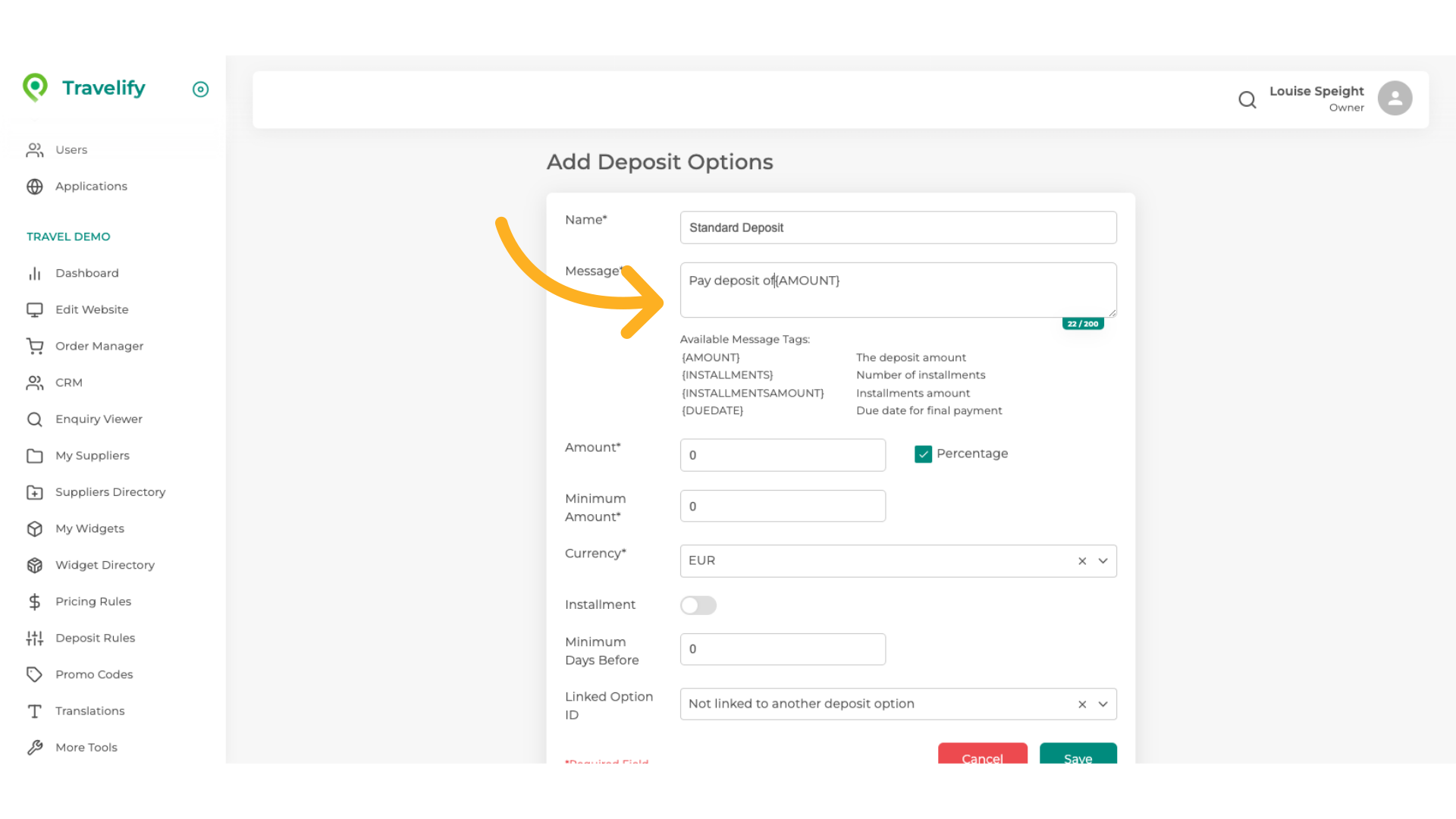 {AMOUNT} should now appear