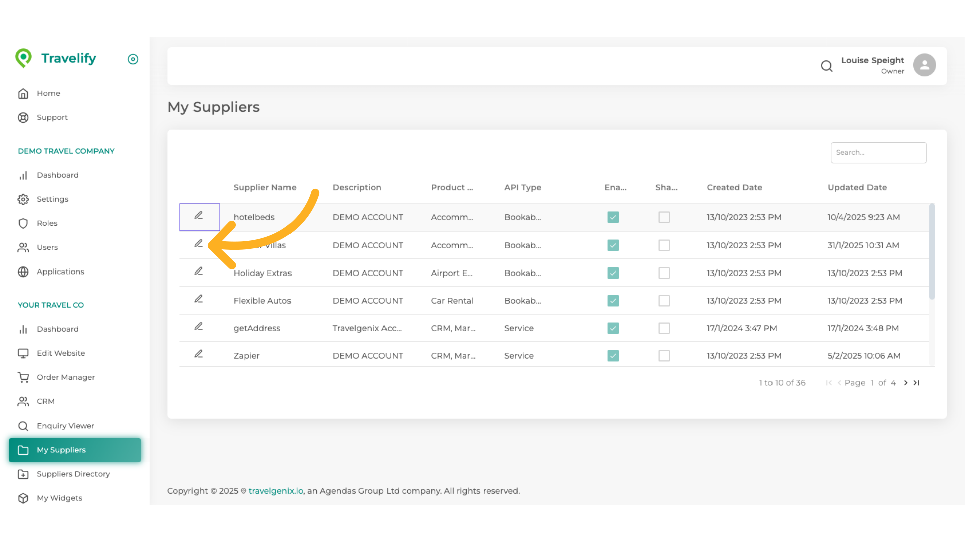 Use the Edit icon to make any changes