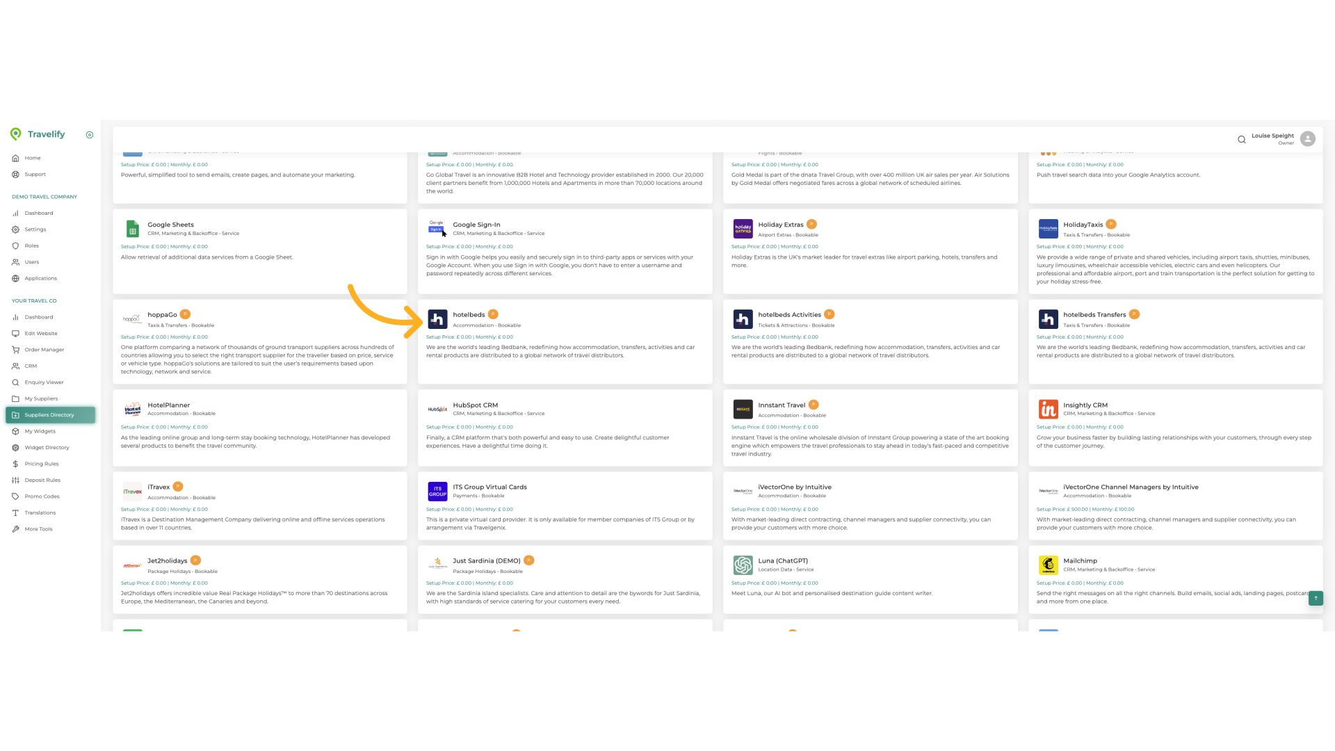 Click on the Supplier you are interested in