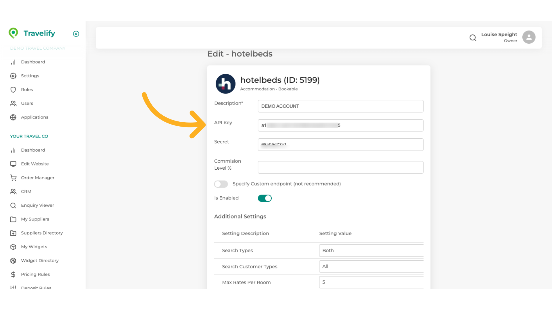 Add your credentials, as given by the Supplier