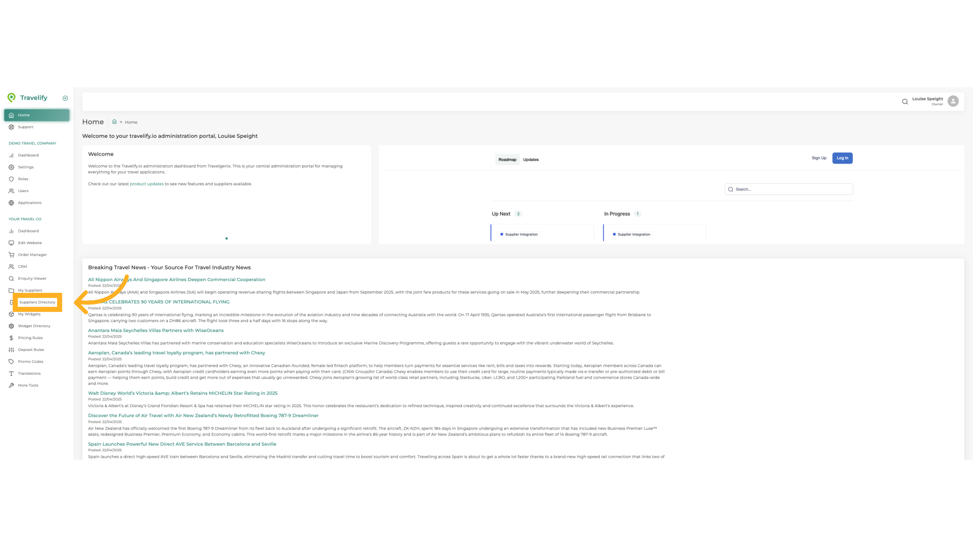 Click 'Suppliers Directory'