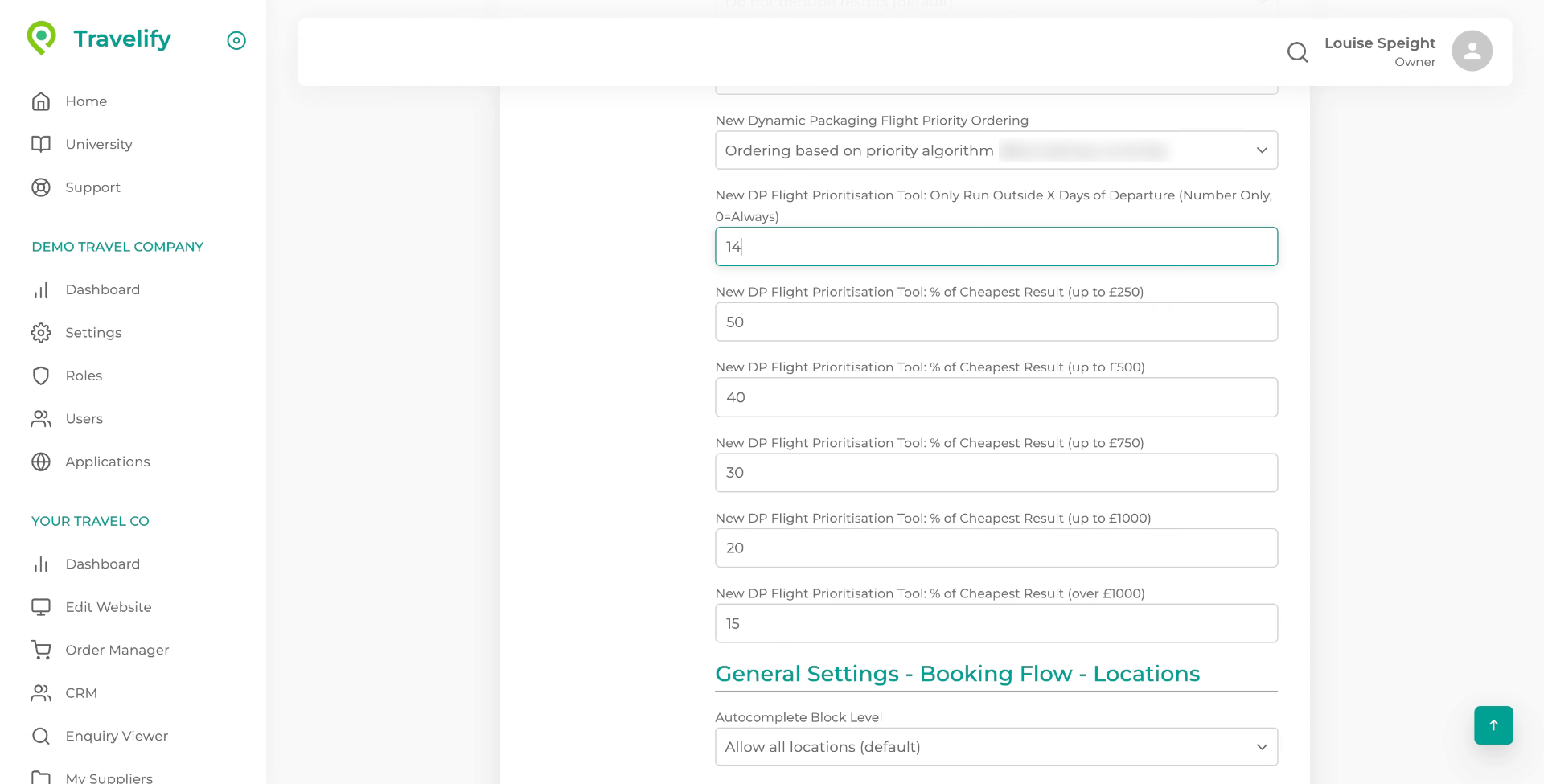 This setting controls how close to departure the tool should work