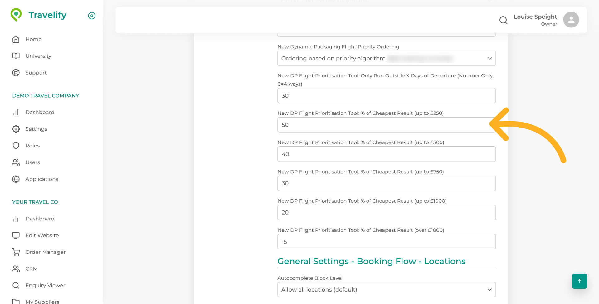 Now we need to set how much more than the cheapest flight the tool can search