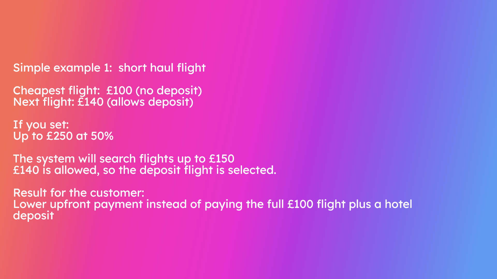 Simple example for short haul flight