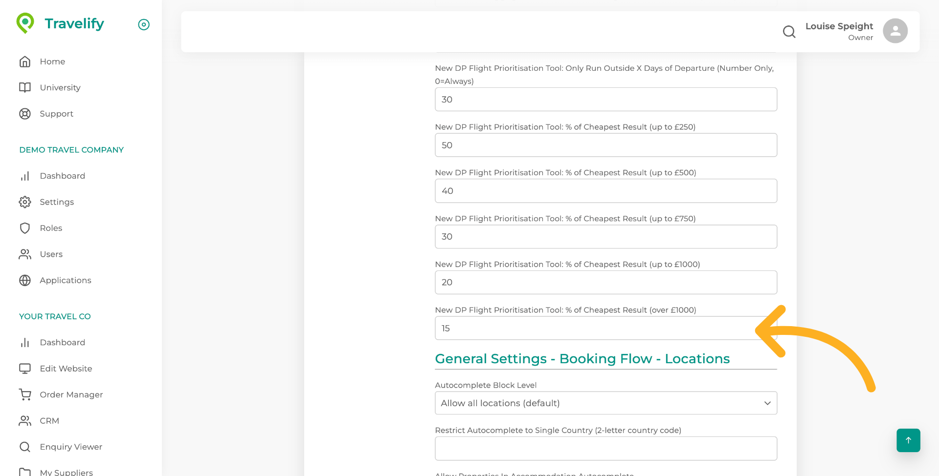 Continue adding your percentages for each price band