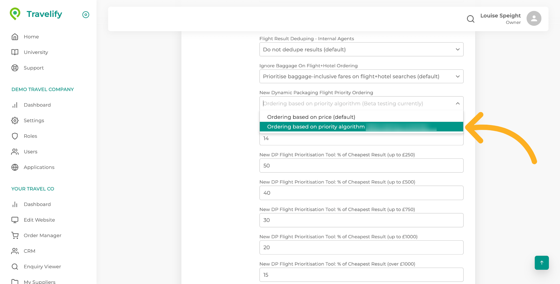 Choose Priority Algorithm Option