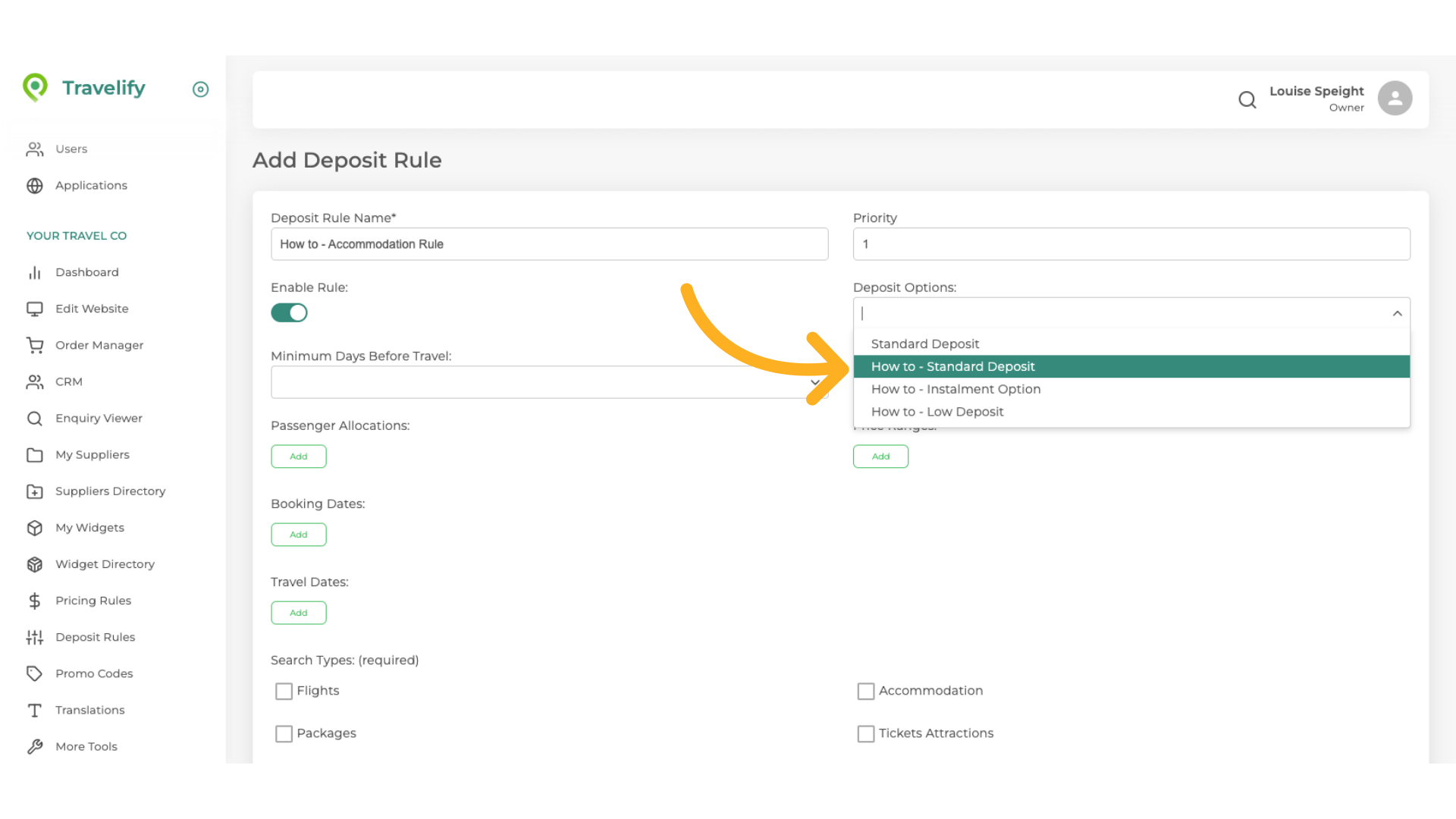Make your selection from the dropdown