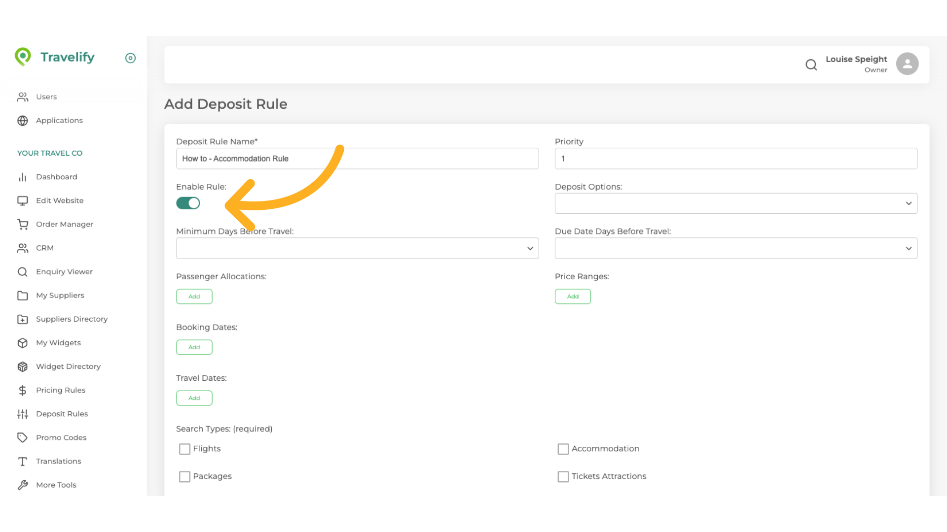 Ensure this box is checked to Enable the Rule