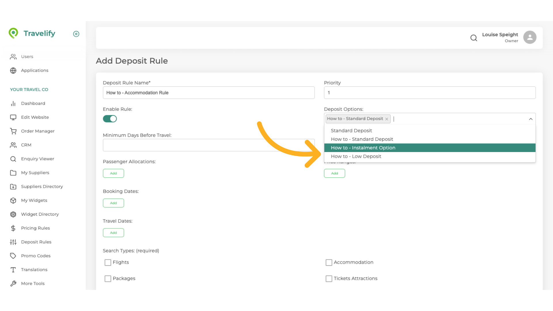 Make selection from dropdown