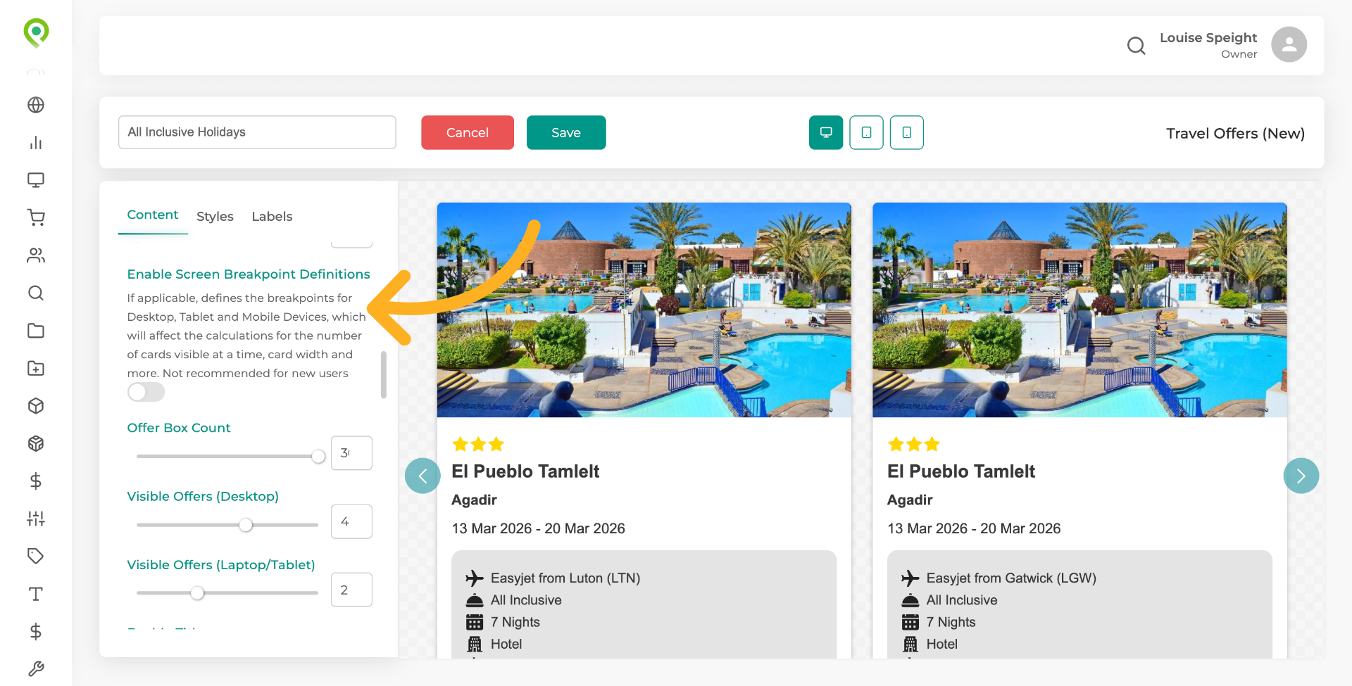 Again, we suggest leaving the default settings for Breakpoint