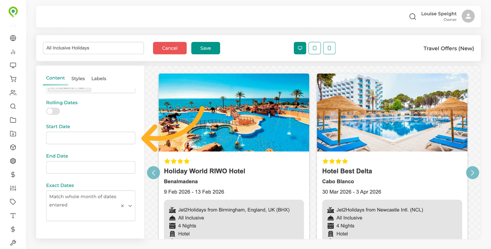 If you uncheck Rolling Dates this will let you have exact dates