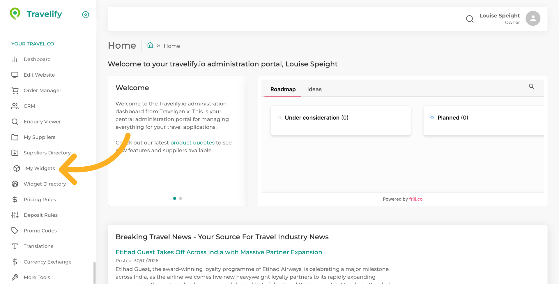 Navigate to My Widgets