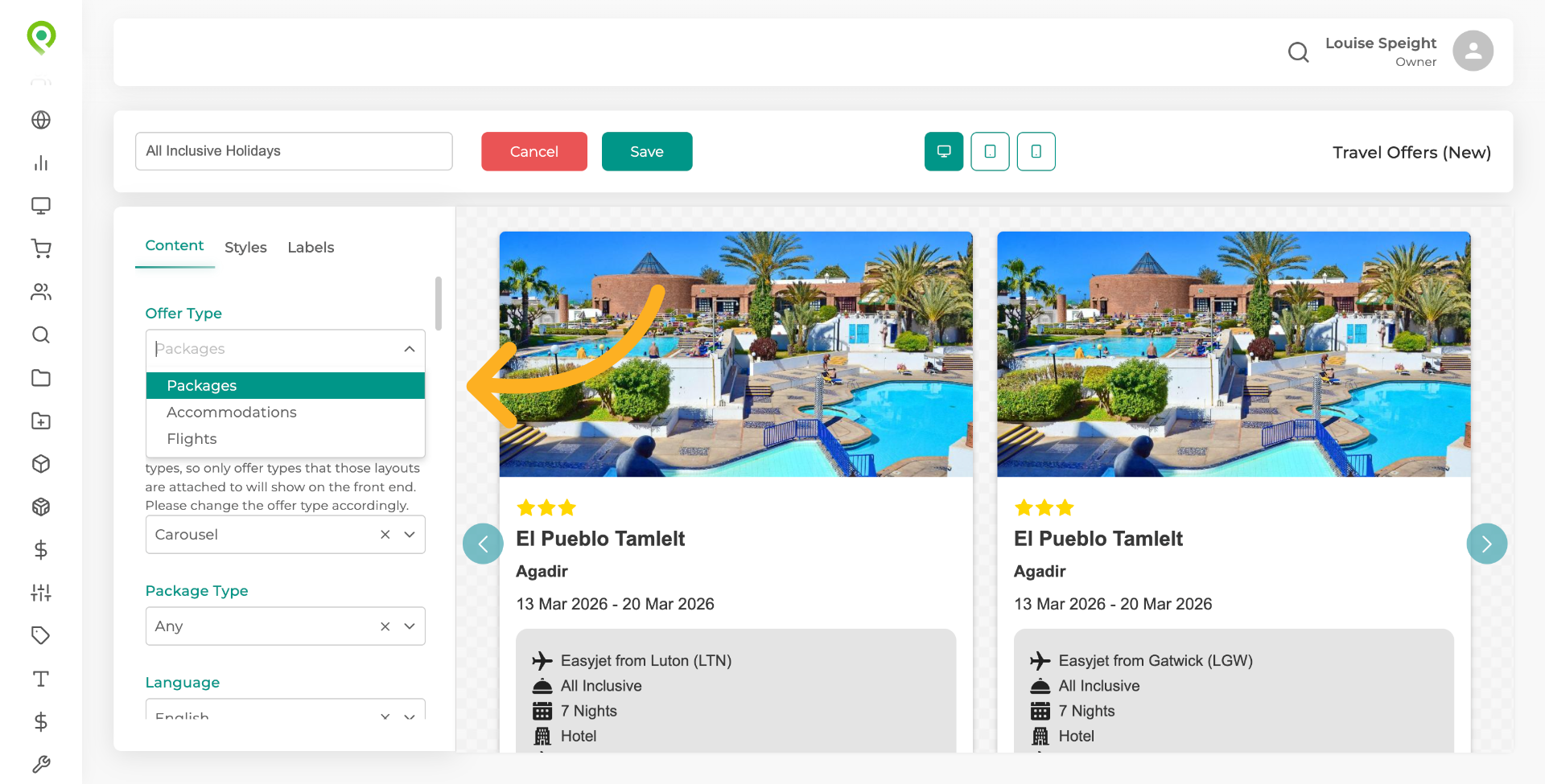 Make your selection from the dropdown