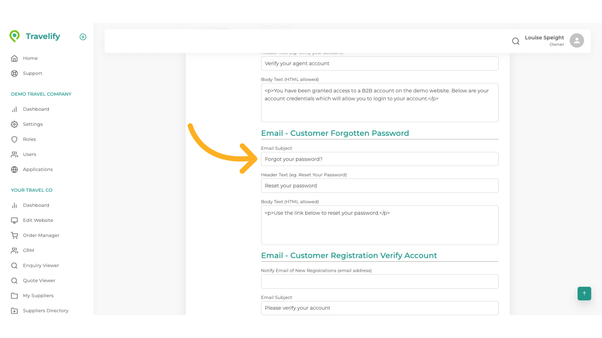 You can edit the Email Subject