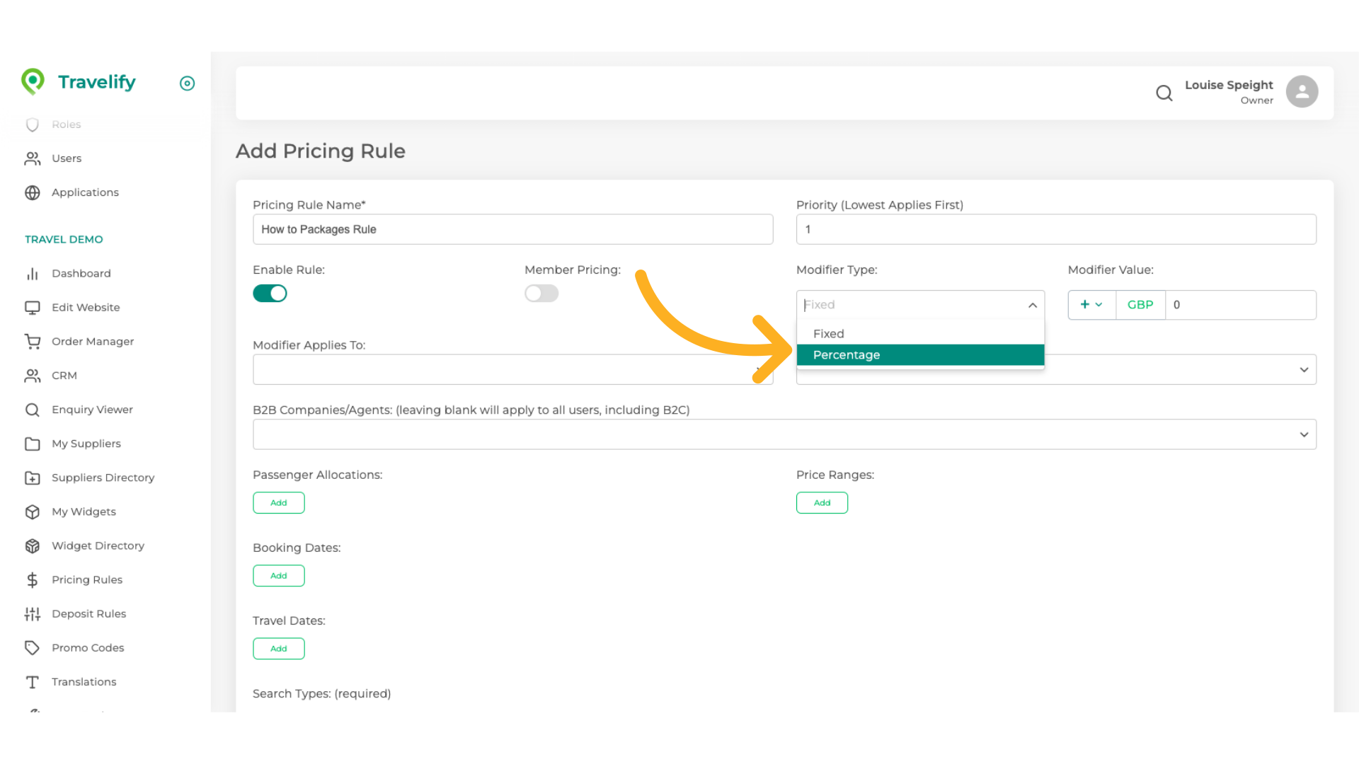 Make you choice from the dropdown