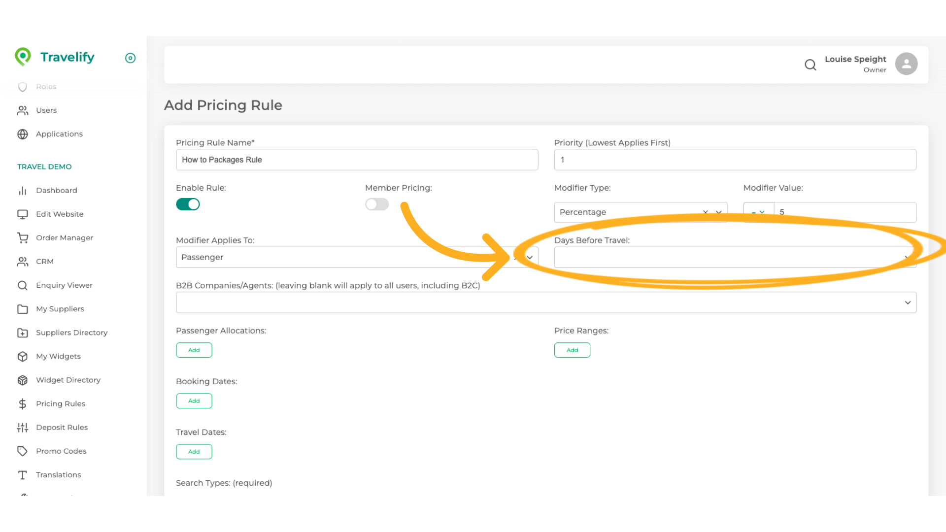 Days Before Travel - LEAVE THIS SECTION BLANK