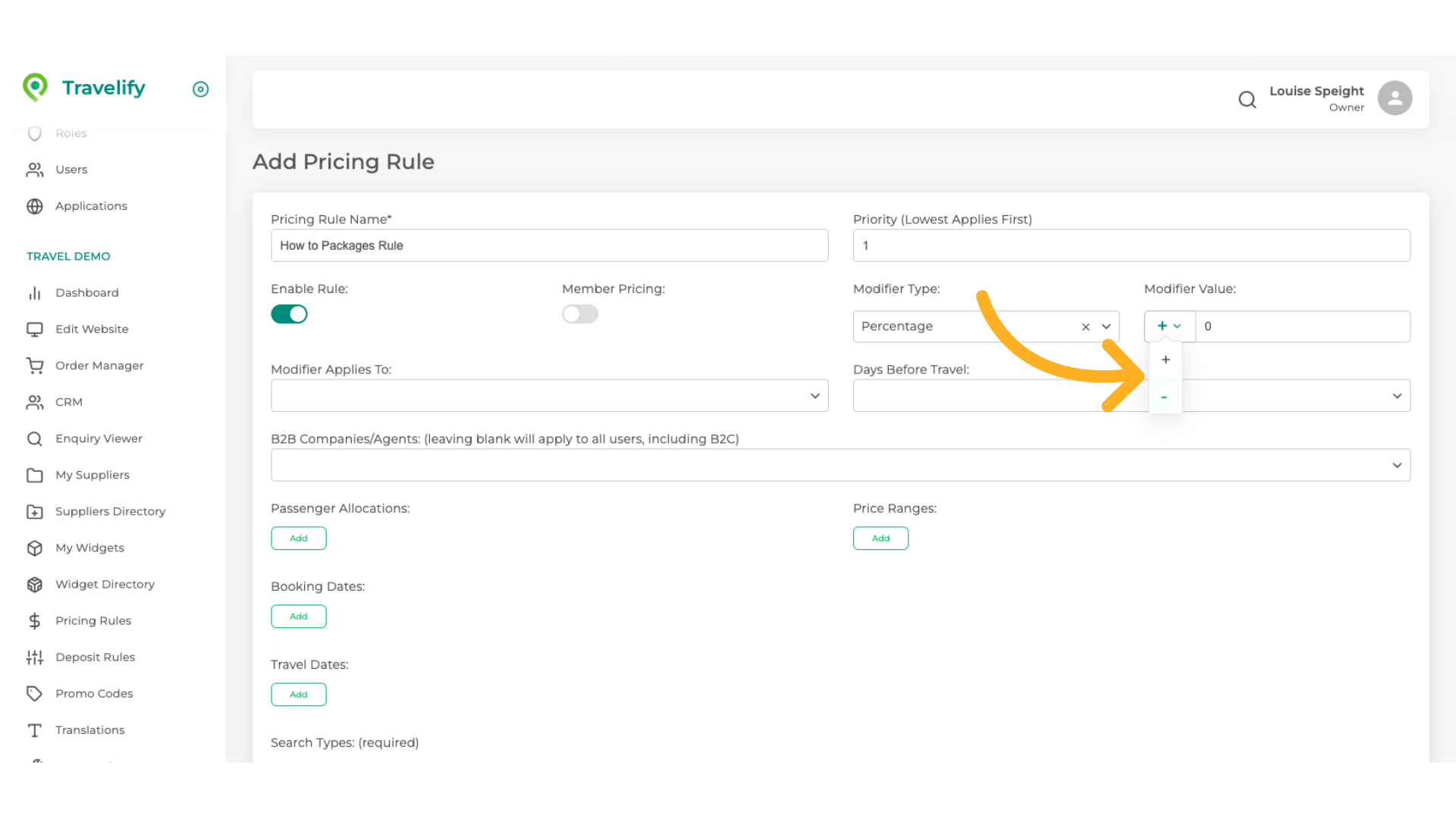 Make your selection from the dropdown