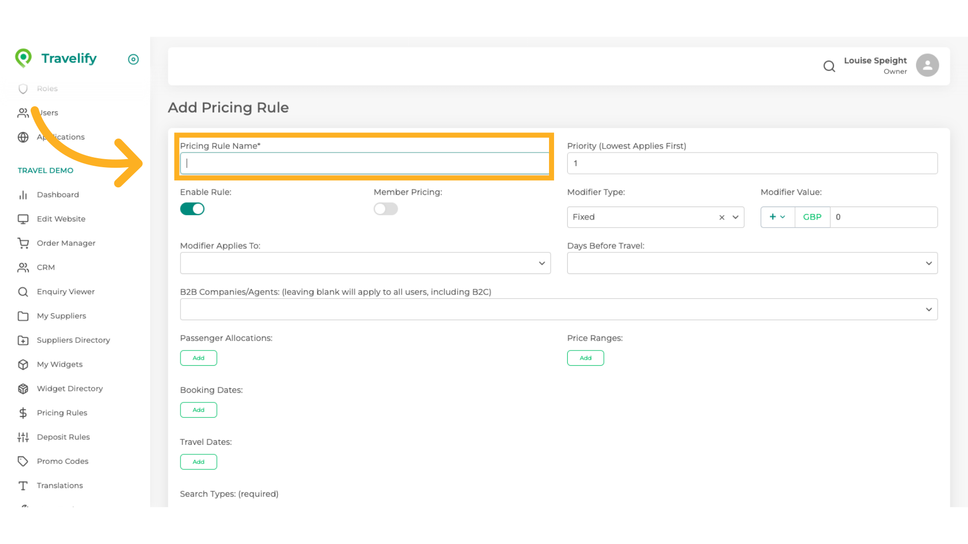 Click here to give the Rule a recognisable name