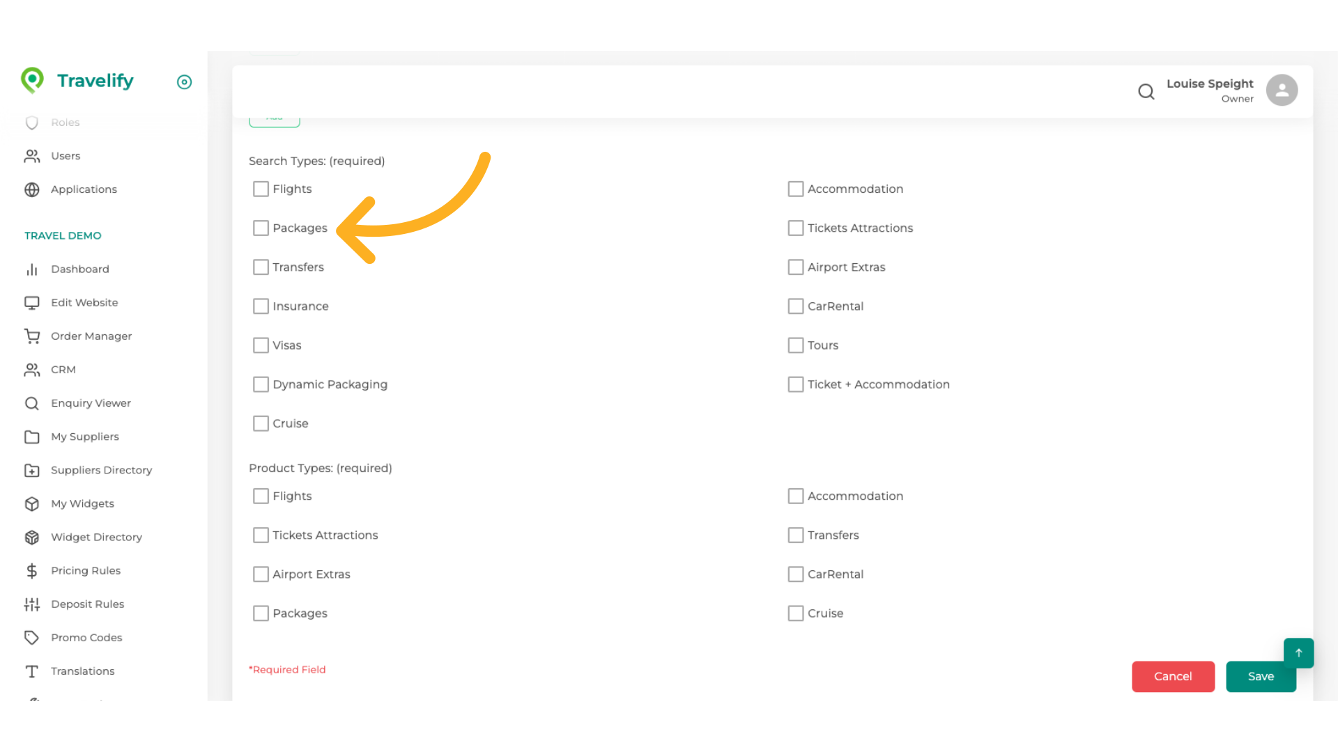 Check the box for Packages