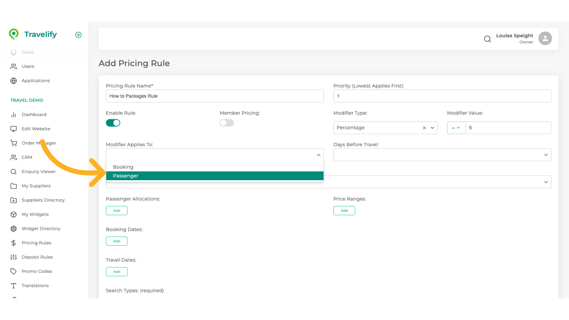 Make your selection from the dropdown