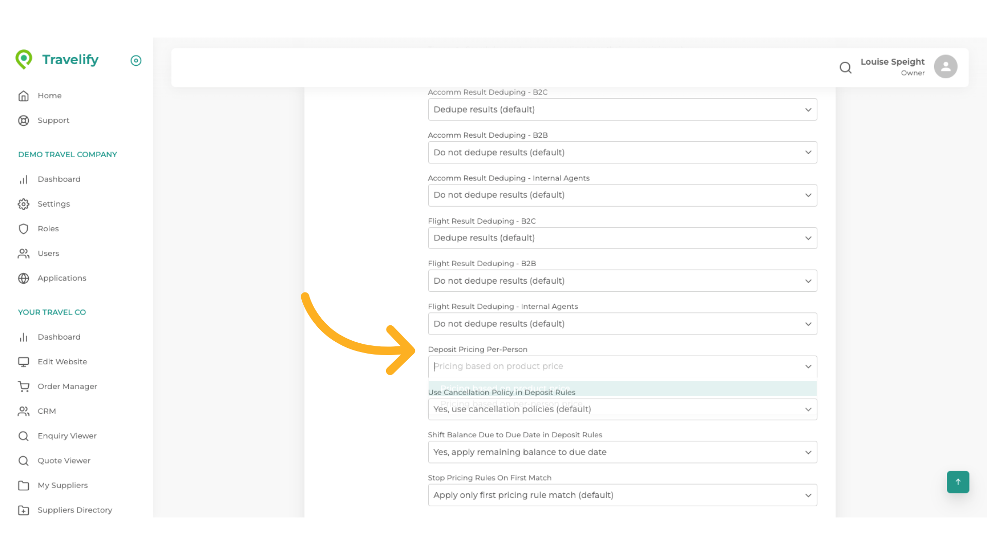 Select Deposit Pricing Per Person