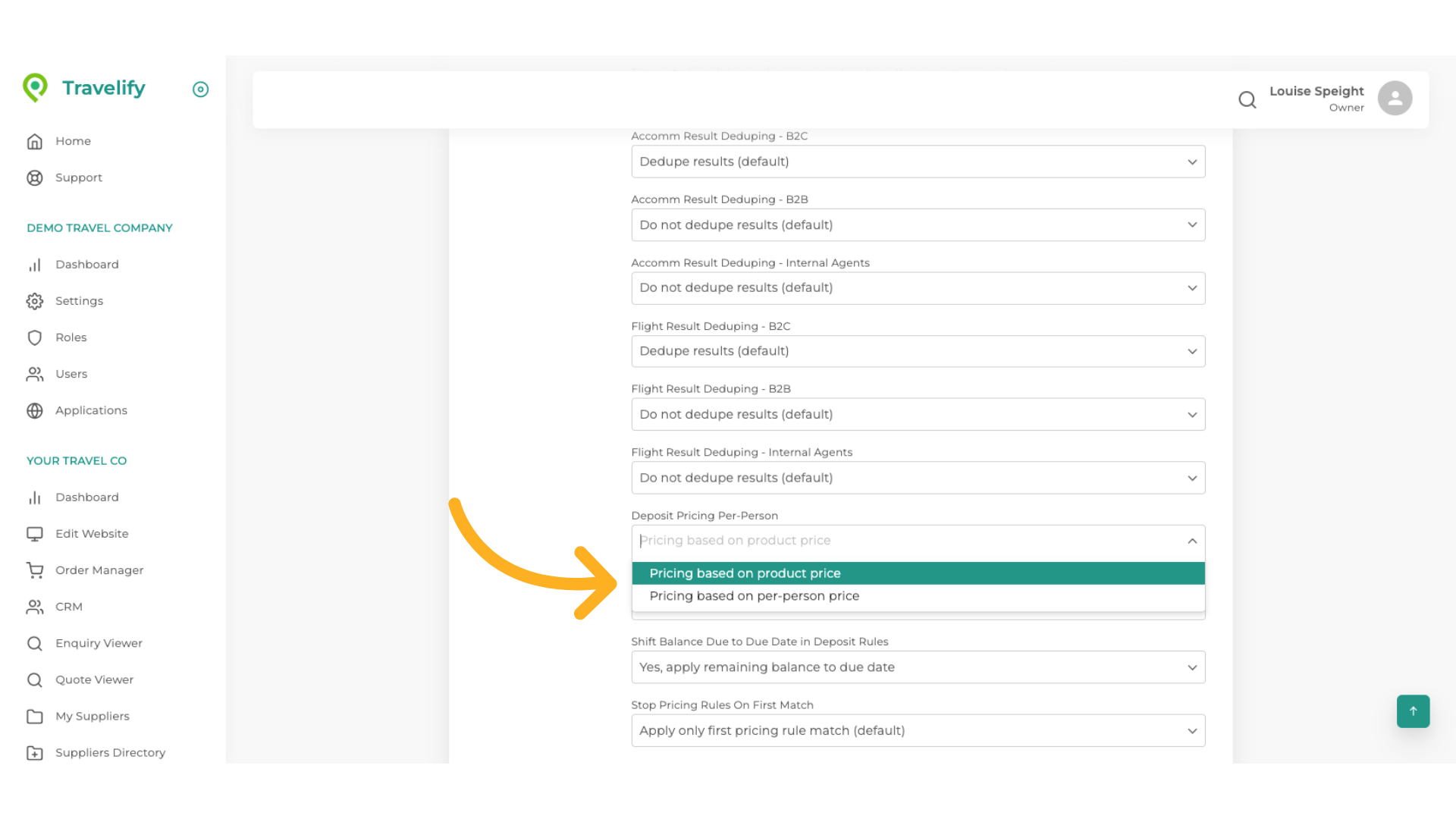 Make your selection from the dropdown, the default setting is Pricing based on product type