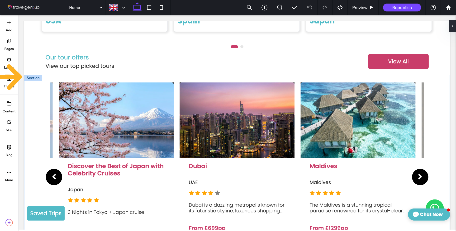 Right click on Section 