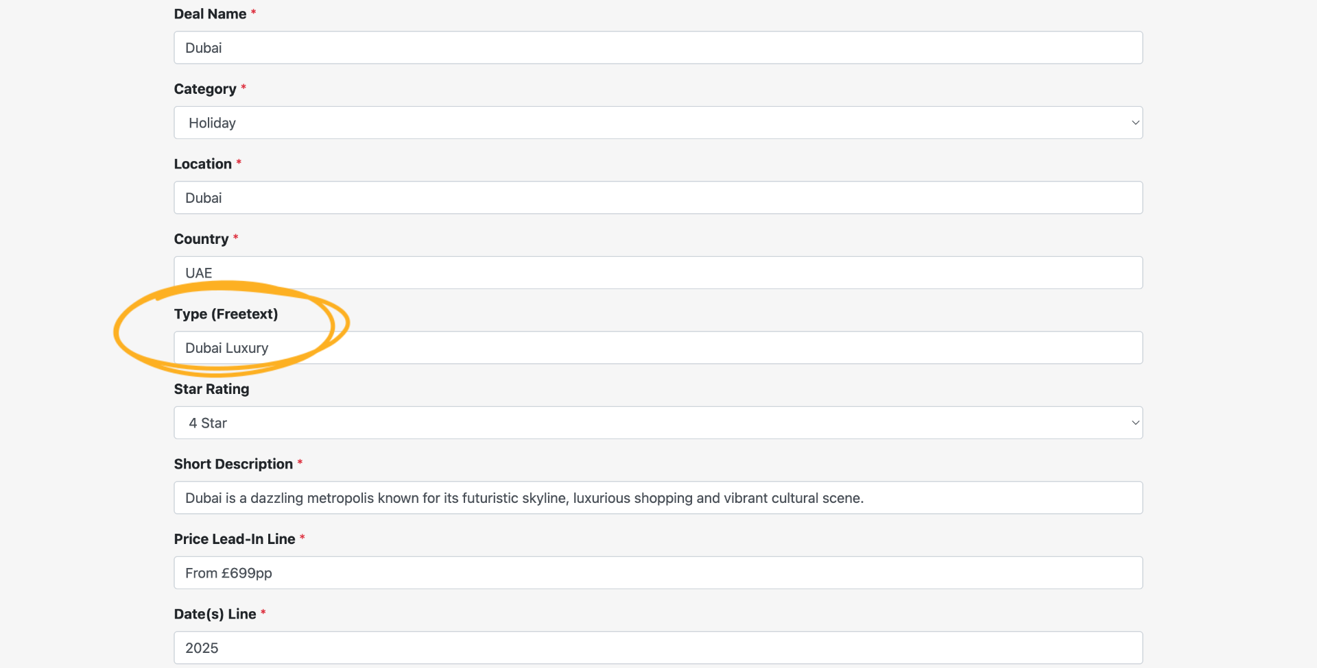 Just double check the wording you have entered into Type (Freetext)