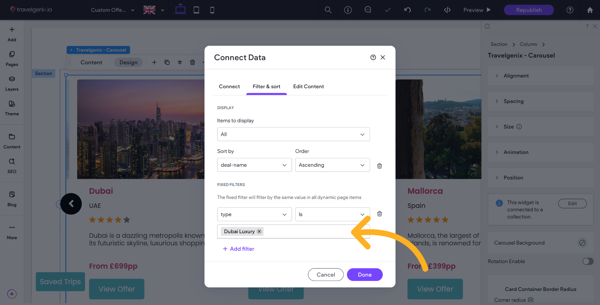 You have now created the Filter for this offer