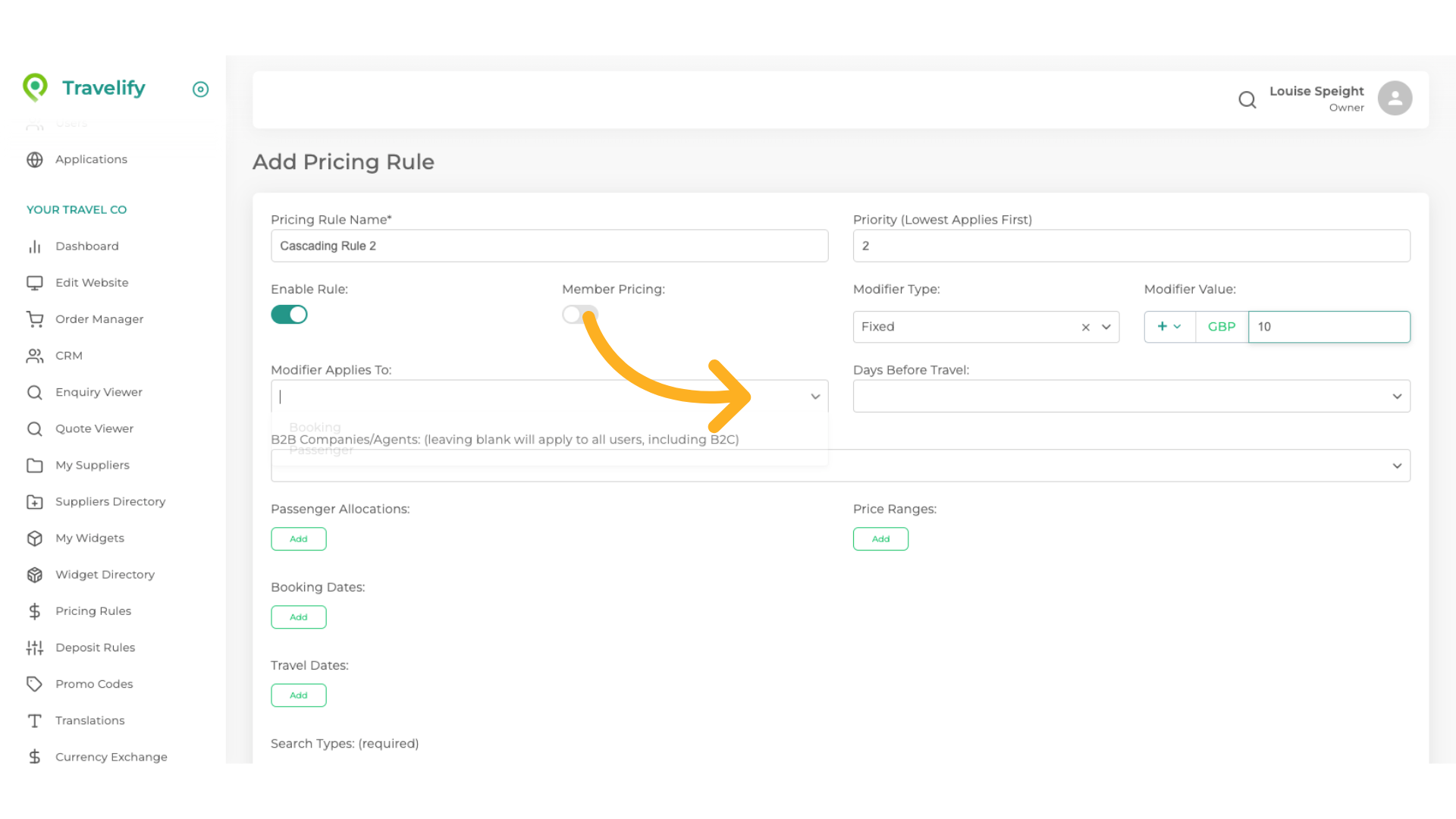 Choose either per booking or per passenger