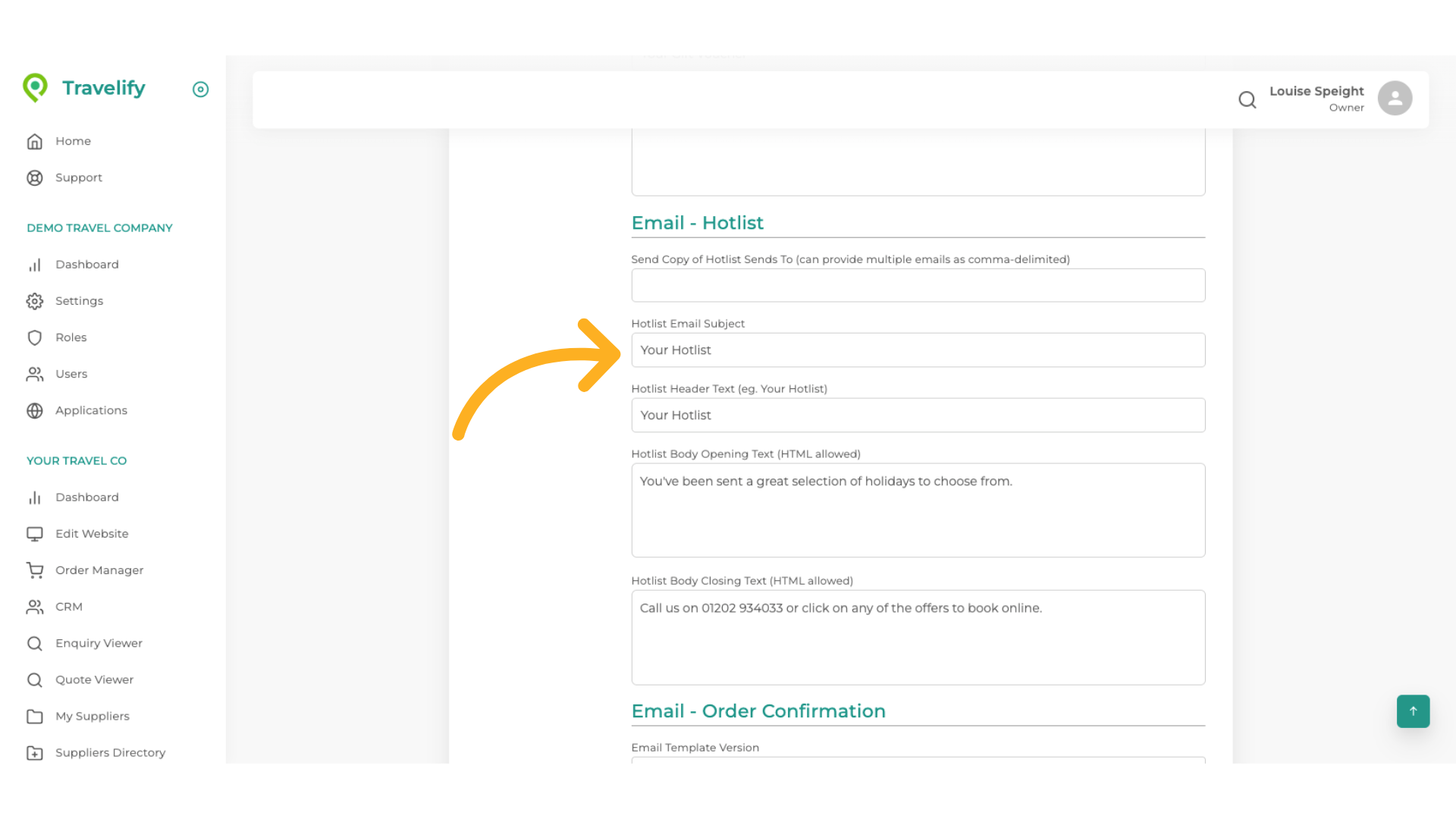 You can edit the Email Subject