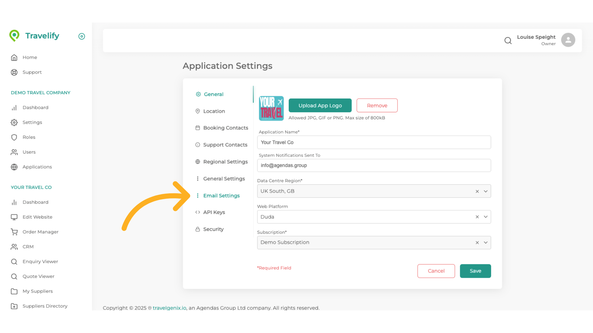 Click 'Email Settings'