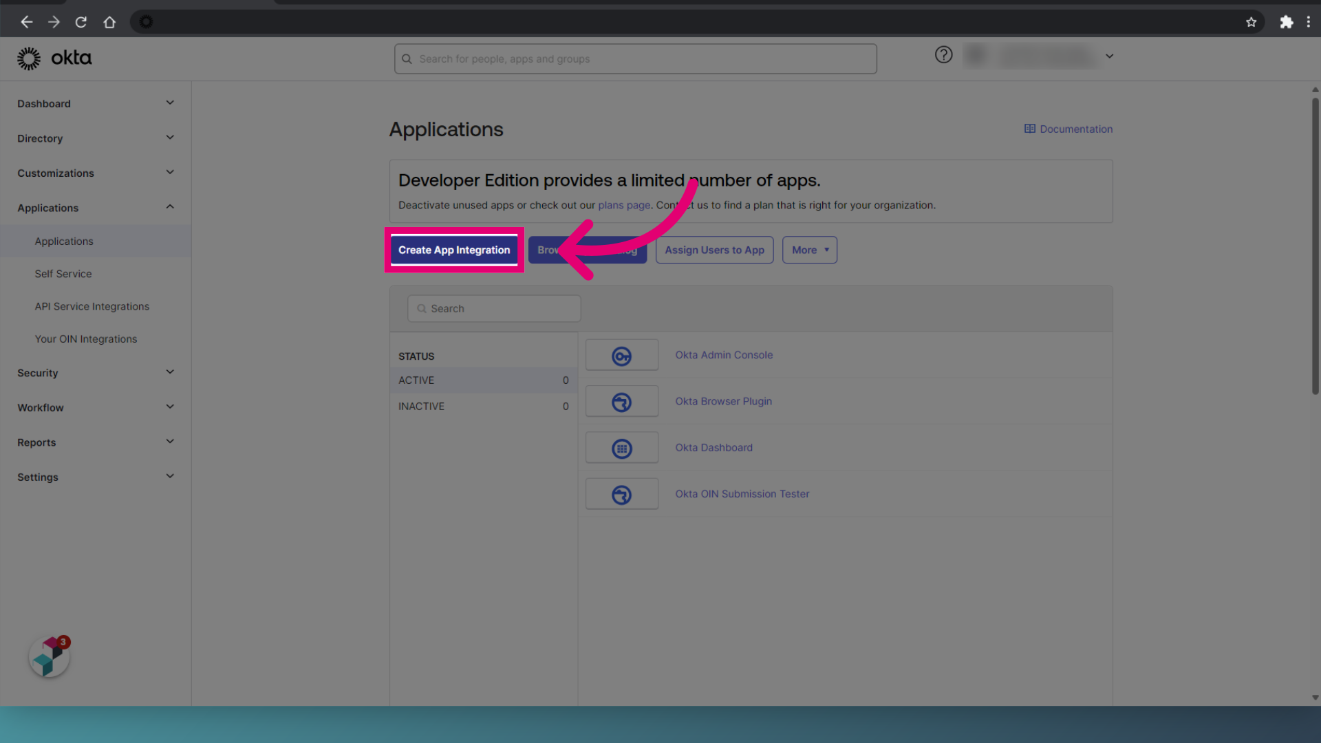 Click 'Create App Integration'