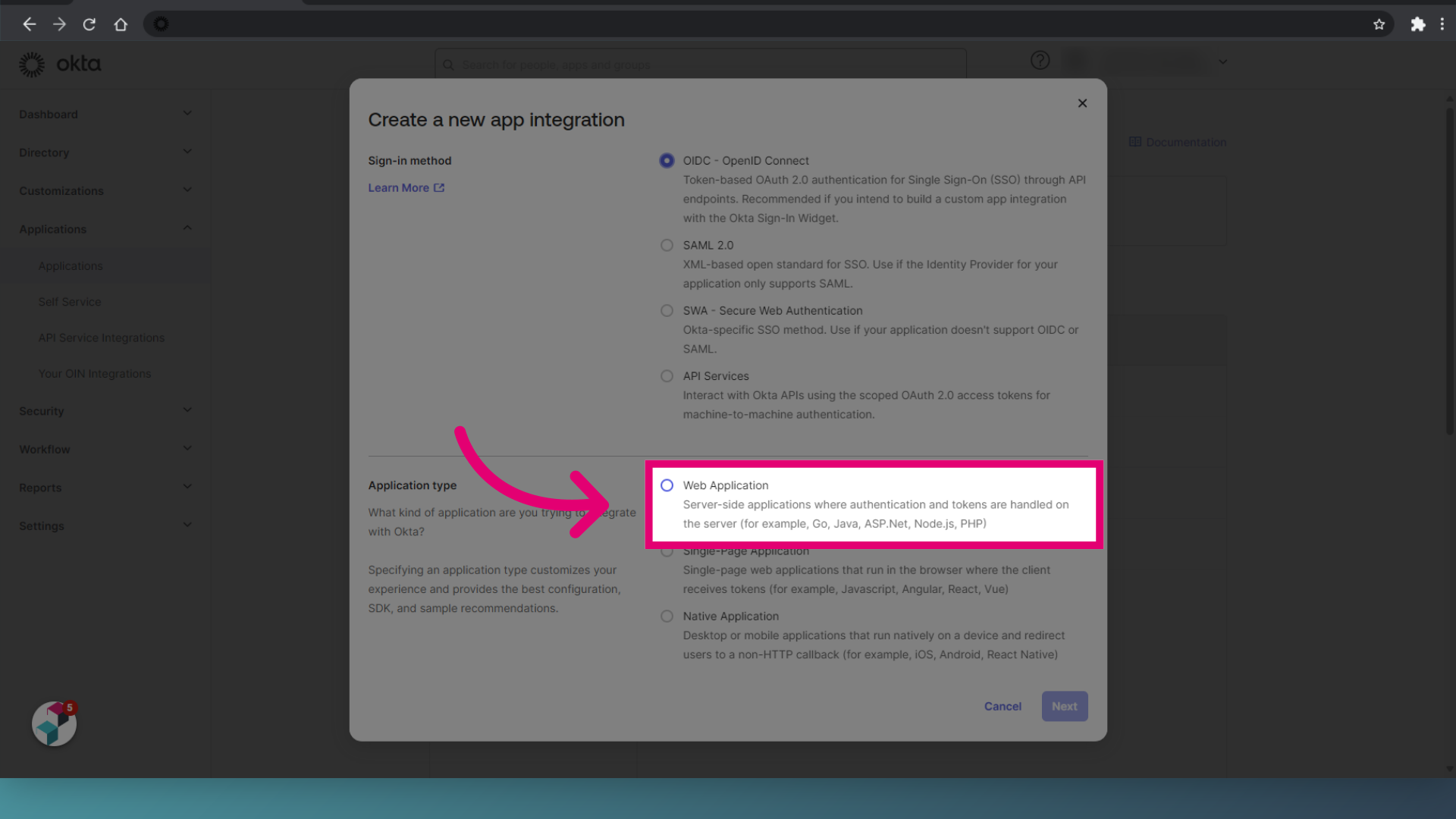 Enable 'Web ApplicationServer-side applications where authentication and tokens are handled on the server (for example, Go, Java, ASP.Net, Node.js, PHP)'