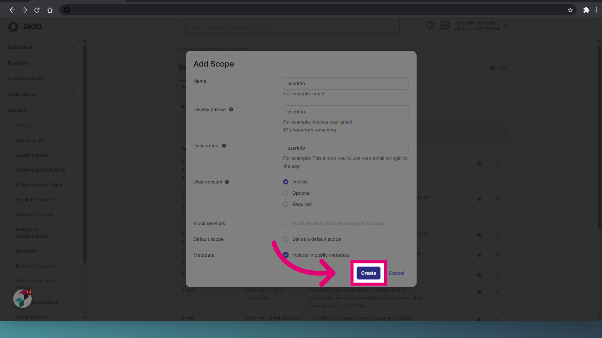 Click 'Create'