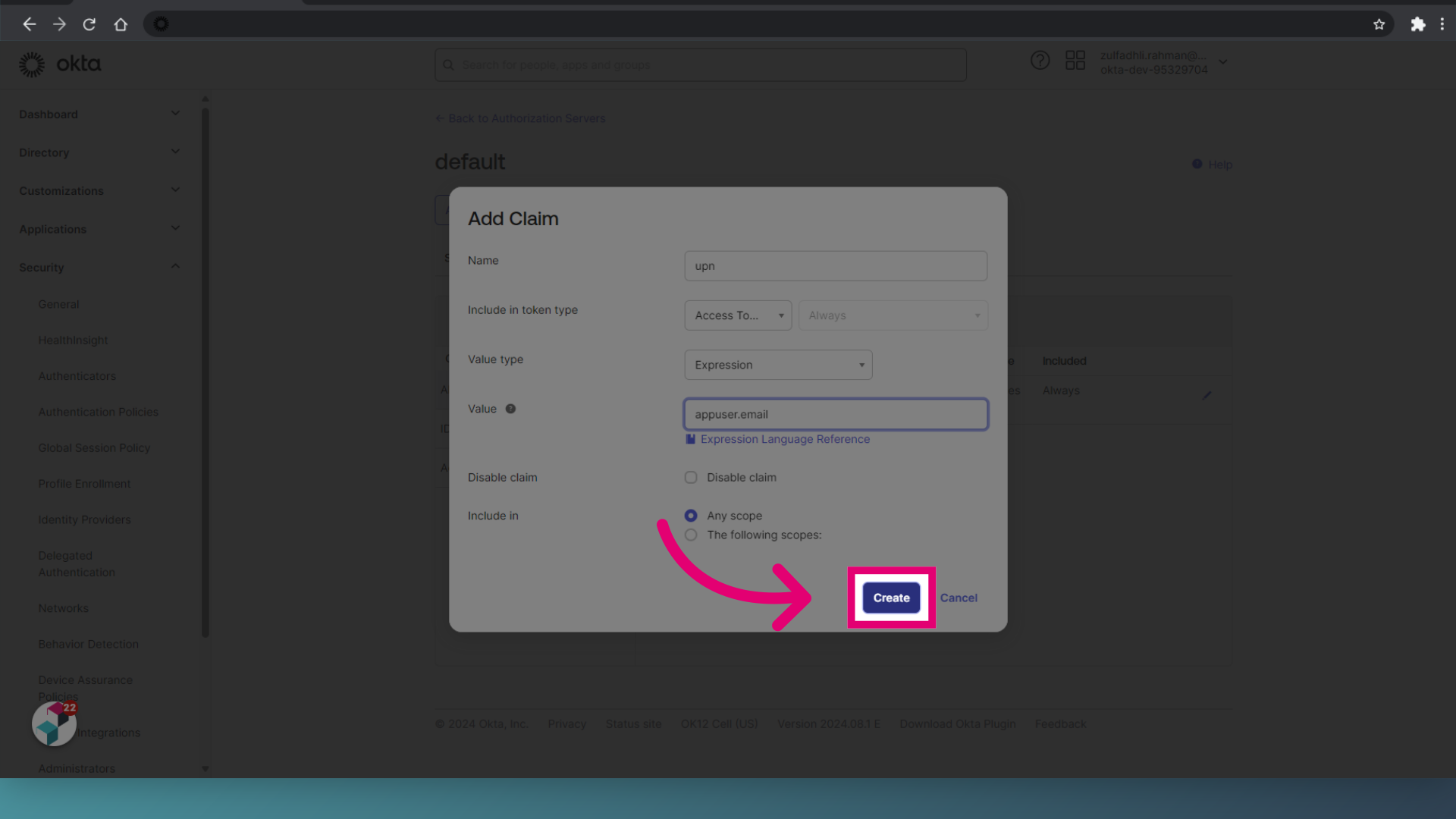 Click 'Create'