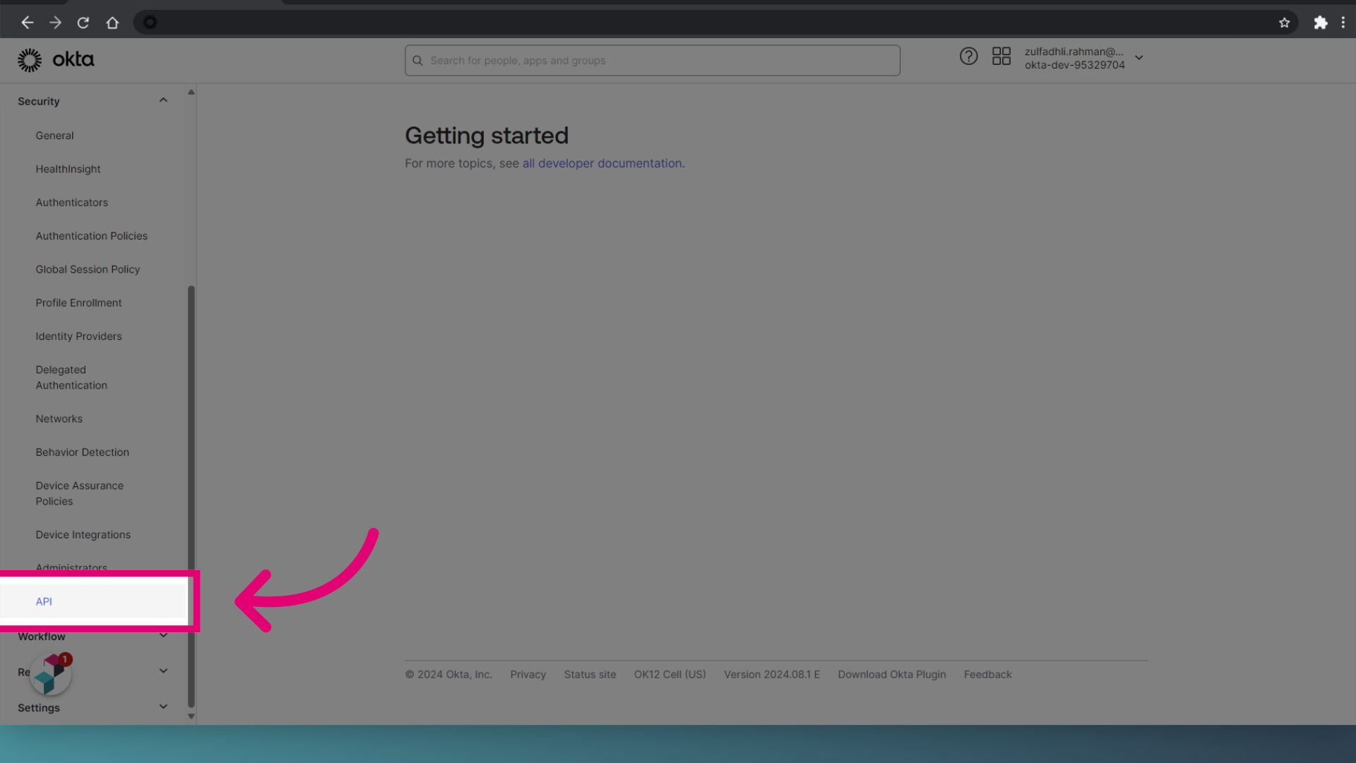 Click 'API'