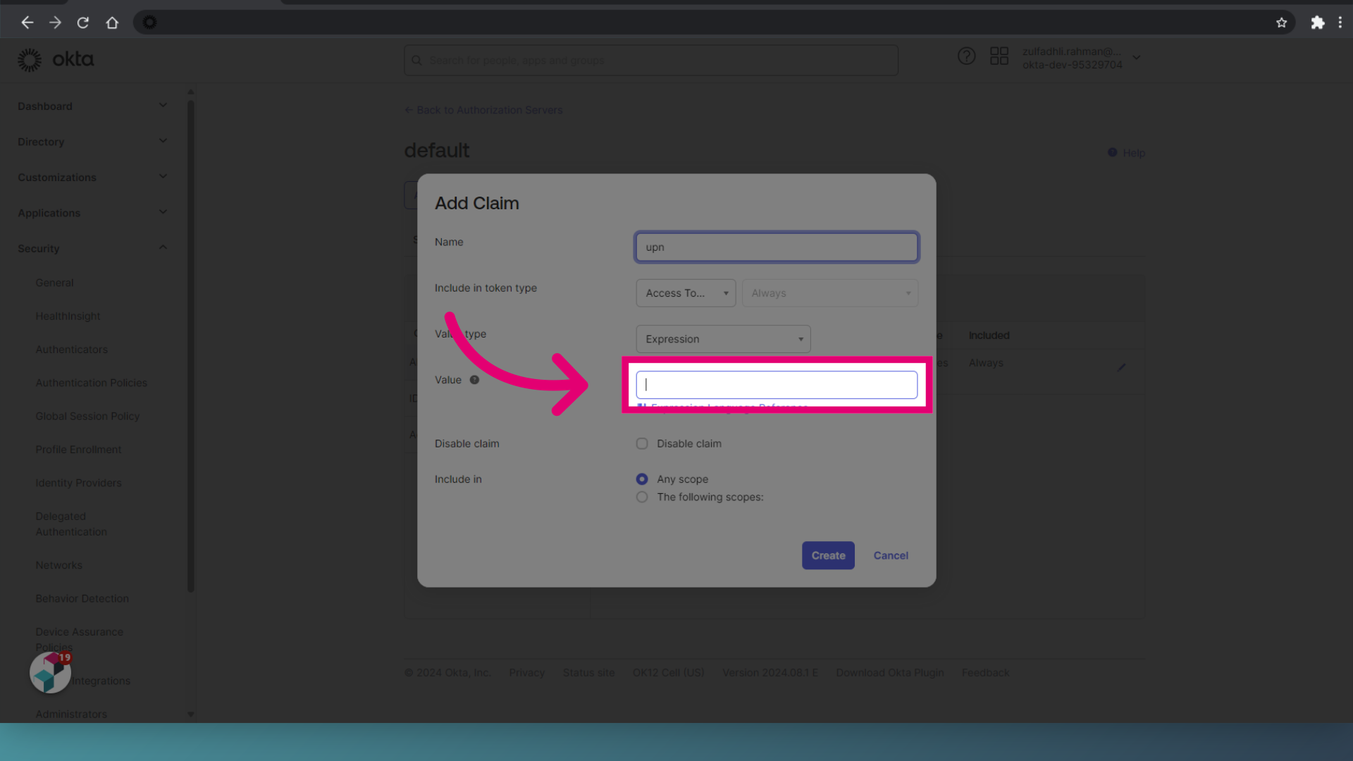 Click 'Value'